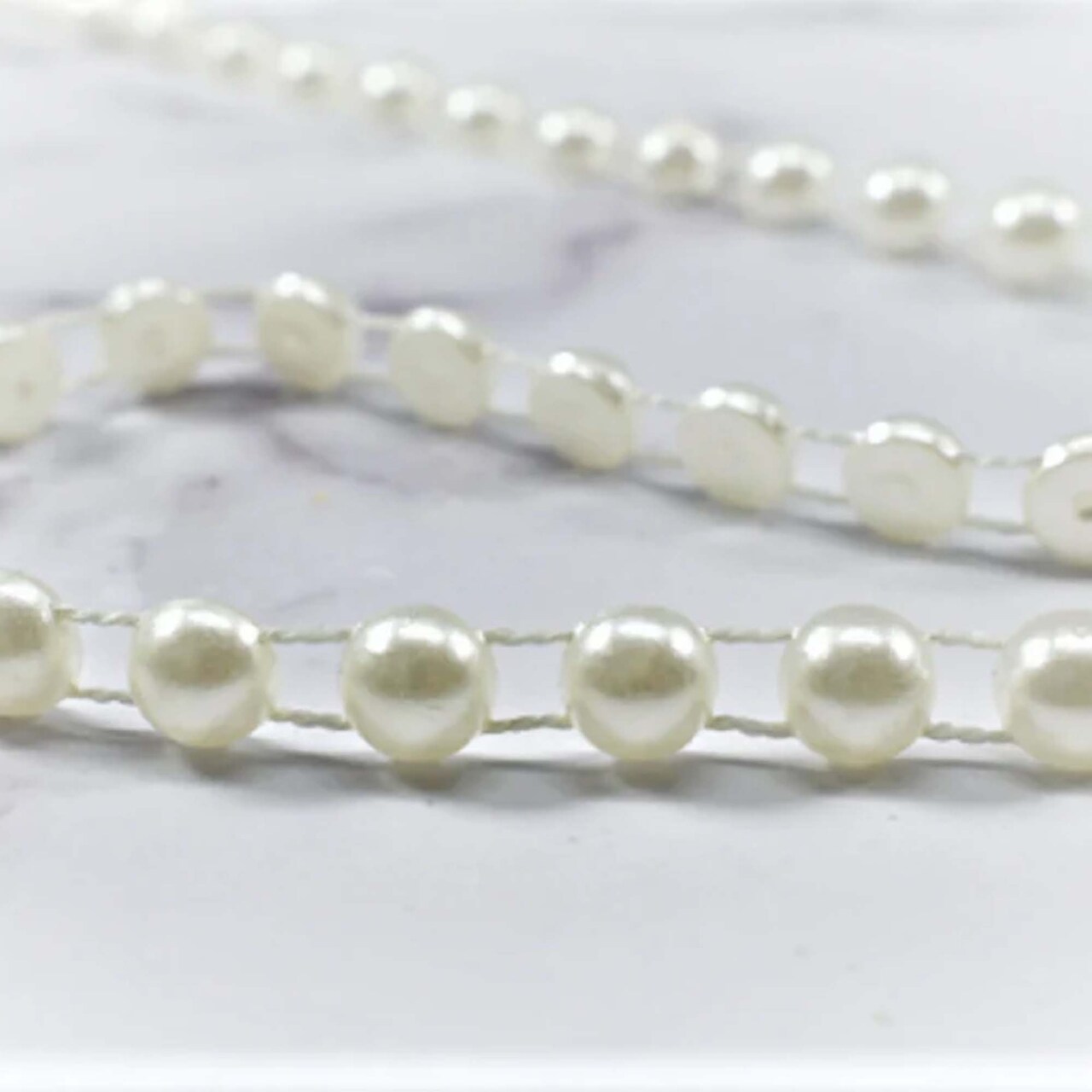 1 Yard Half Back Pearl Trim Decorative 0.25 Inch for Clothing and Crafts